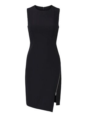 Milly Black Sleeveless Sheath Dress Gold Side Zip Detail Size 6 25692